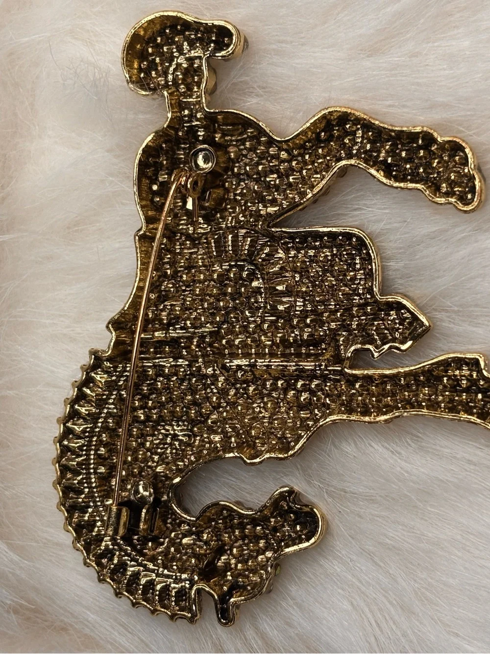 Large Jeweled Horse Brooch – Multicolor Rhinestone Gold Tone Statement Pin